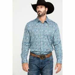 Best reviews of ๐ Scully Signature Soft Series Men's Turquoise Paisley Print Long Sleeve Western ๐ Shirt โญ