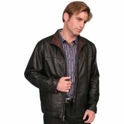Discount ๐ฅฐ Scully Premium Lambskin Zip Front Jacket For Men Dark Brown โญ