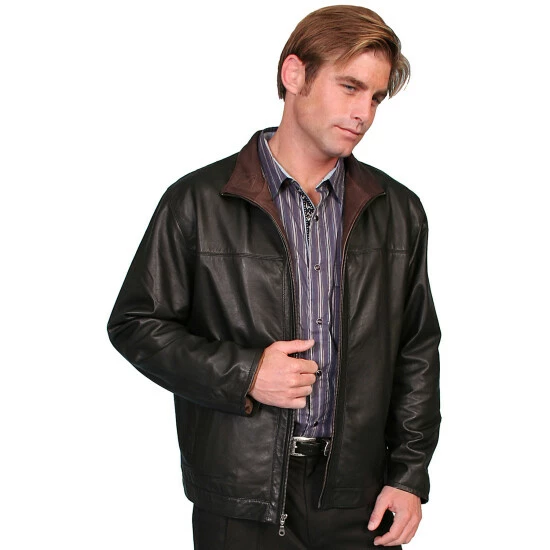 Discount ๐ฅฐ Scully Premium Lambskin Zip Front Jacket For Men Dark Brown โญ