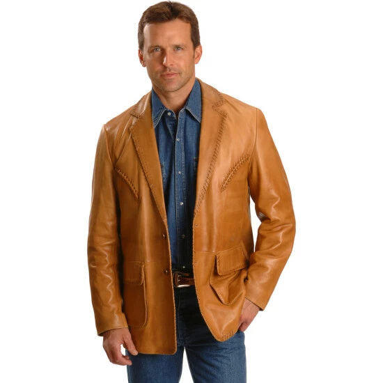 Best Sale โญ Scully Whipstitch Lambskin Leather Blazer - Tall For Men Tan ๐คฉ