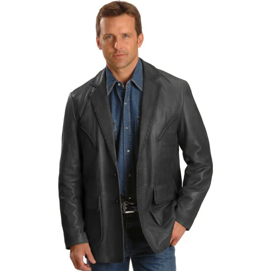 Best Sale โญ Scully Whipstitch Lambskin Leather Blazer - Tall For Men Tan ๐คฉ - Image 3