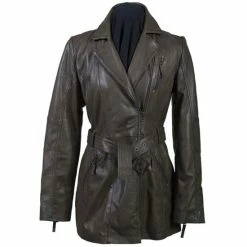 Brand new 🎁 Leatherwear By Scully 👩 Women's Olive Belted Thigh Length 🧥 Coat ❤️