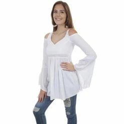 Hot Sale โจ Scully ๐ฉ Women's Cold Shoulder Long Sleeve Tunic Top Olive ๐