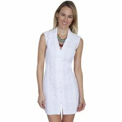 Outlet 👏 Cantina By Scully 👩 Women's White Button Down 👗 Dress 💯