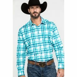 Top 10 😉 Scully Signature Soft Series Men's Green Large Plaid Long Sleeve Western 👚 Shirt 💯