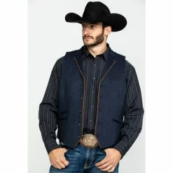 Best deal ⭐ Scully RangeWear Men's Western Wool Four Pocket Vest Blue 👍