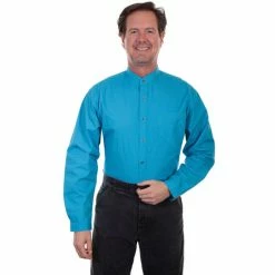 Best Sale 😀 Scully RangeWear Men's Geo Print Long Sleeve Western 👚 Shirt Light Blue 👍