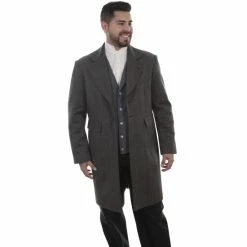 Cheap 🔥 Scully Men's Leather Old West Black Striped Frock 🧥 Coat 🔔