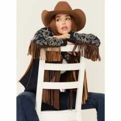 Top 10 🧨 Scully 👩 Women's Demin Embroidered Floral & Beaded Stud Fringe Leather Jacket Indigo 😀