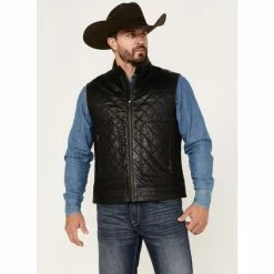 New 🔔 Scully Men's Quilted Leather Vest Black 👍