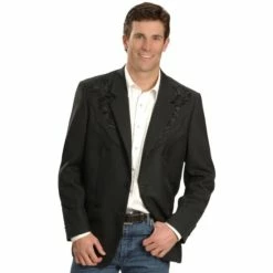 Best deal 💯 Scully Men's Floral Yoke Blazer - Tall Sizes (40T - 48T) Black 🛒