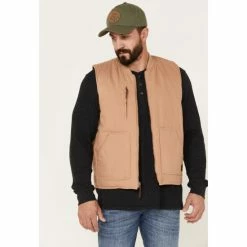 Coupon 🔥 Brixton Men's Abraham Reversible Vest Beige/khaki 💯