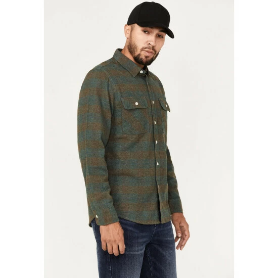 Best Pirce 😉 Brixton Men's Bowery Plaid Long Sleeve Button-Down Flannel 👕 Shirt Forest Green ⌛ - Image 2