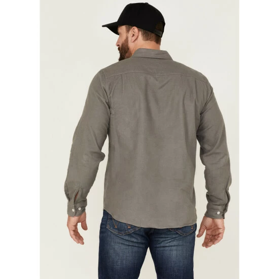 Discount 💯 Brixton Men's Bowery Chamois Solid Button-Down Western 👕 Shirt Grey 😍 - Image 4