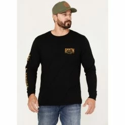 Budget 🎁 Brixton Men's Tune Up Long Sleeve Graphic T-Shirt Black 😀