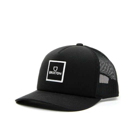 Deals ๐ Brixton Men's Black Alpha Block Logo Patch Crossover MP Mesh-Back Ball Cap ๐