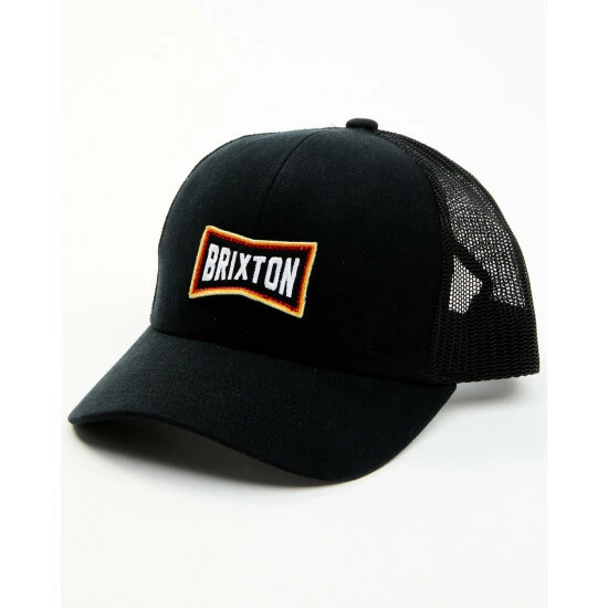 Cheapest ๐ Brixton Men's Truss Logo Mesh Back Trucker Cap Black ๐
