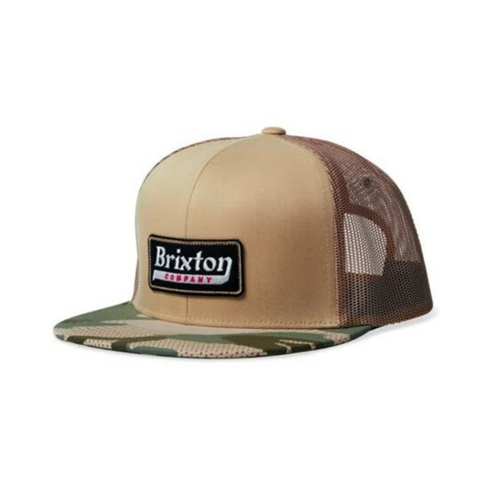 Cheap โจ Brixton Men's Camo Print Steadfast Mesh Back Trucker Cap Tan ๐