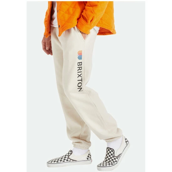 Outlet โค๏ธ Brixton Men's Alton Line Fleece Jogger Beige/khaki ๐