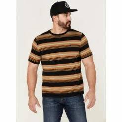 Top 10 🔥 Brixton Men's Hilt Shield Striped Knit T-Shirt Black 👍