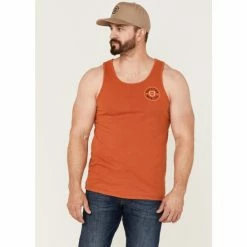 Flash Sale 🌟 Brixton Men's Circle Logo Graphic Crest Tank Dark Orange 👏