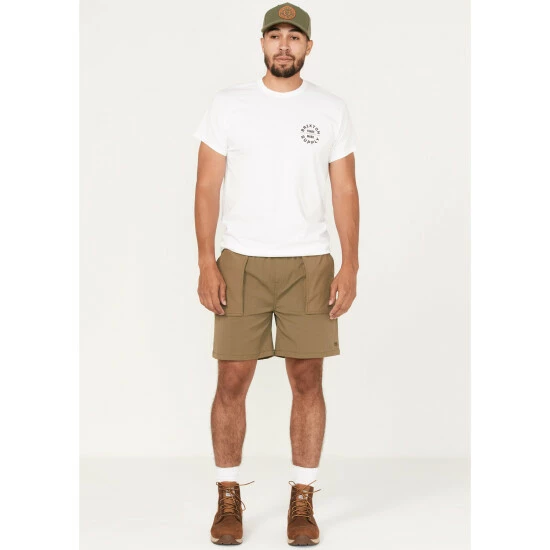 Cheapest ๐ Brixton Men's Oath V Logo Graphic T-Shirt White ๐