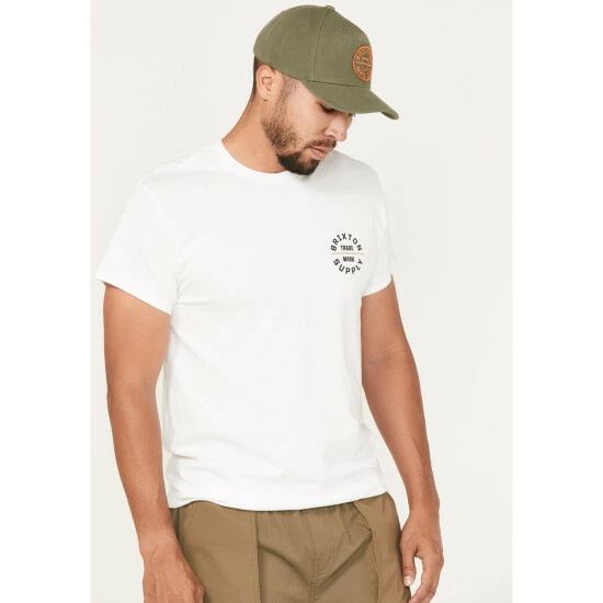 Cheapest ๐ Brixton Men's Oath V Logo Graphic T-Shirt White ๐ - Image 2