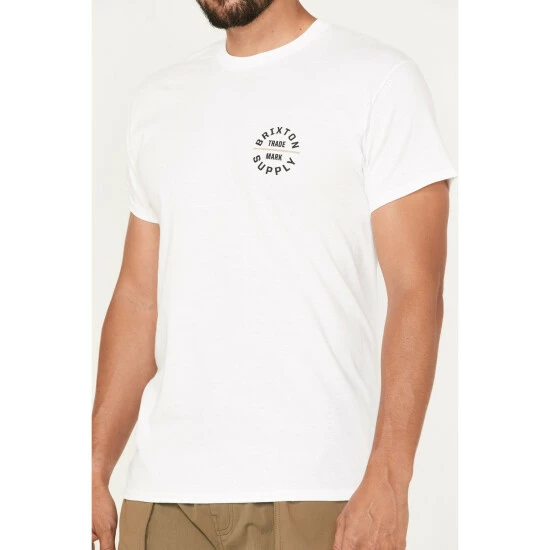 Cheapest ๐ Brixton Men's Oath V Logo Graphic T-Shirt White ๐ - Image 3