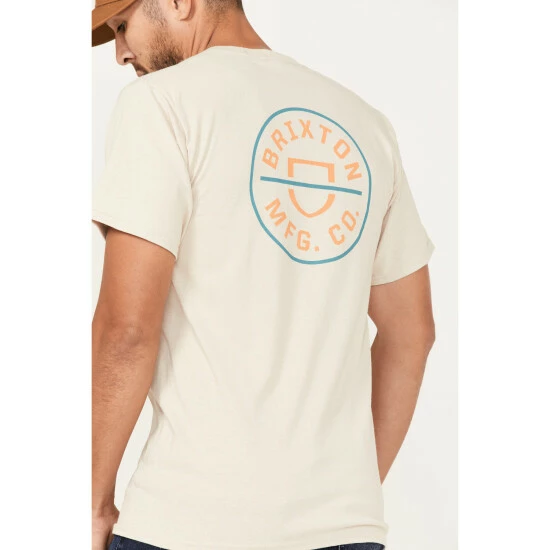 Outlet ⭐ Brixton Men's Crest II Logo T-Shirt Cream 🥰 - Image 4