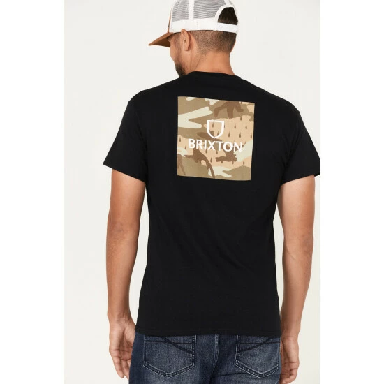 Flash Sale ๐ Brixton Men's Alpha Square Camo Logo Graphic T-Shirt Black ๐ - Image 4
