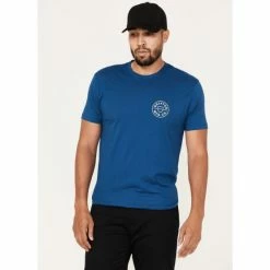Top 10 🎁 Brixton Men's Crest II Logo Graphic T-Shirt Blue ⌛
