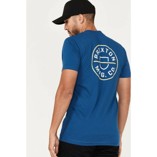 Top 10 ๐ Brixton Men's Crest II Logo Graphic T-Shirt Blue โ - Image 4