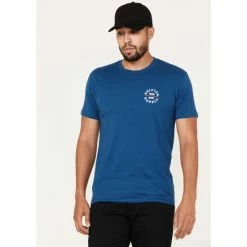 Best Pirce ❤️ Brixton Men's Oath V Logo Graphic T-Shirt Blue 💯