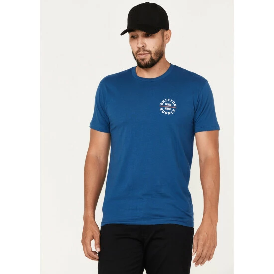 Best Pirce โค๏ธ Brixton Men's Oath V Logo Graphic T-Shirt Blue ๐ฏ