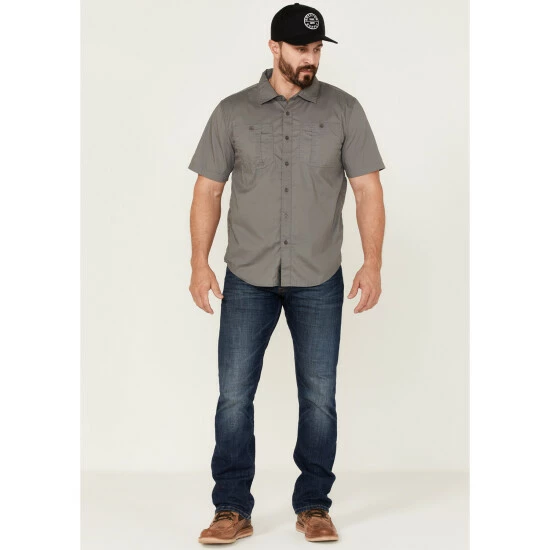 Deals 🛒 Brixton Men's Charter Solid Utility Button-Down Western 👕 Shirt Grey 👍 - Image 2