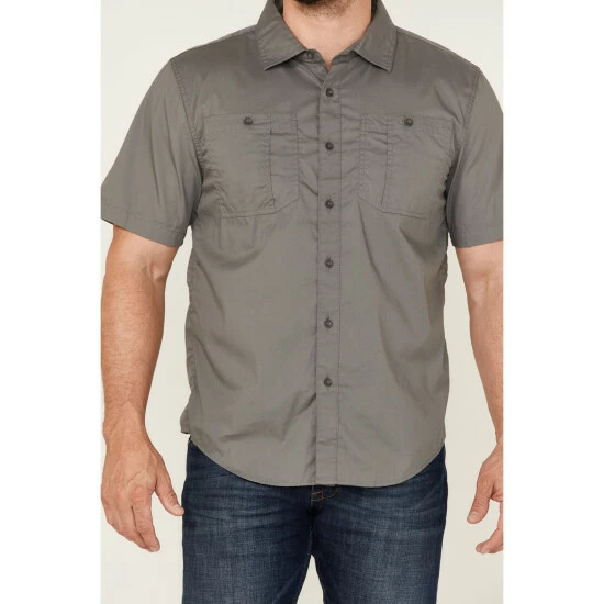 Deals 🛒 Brixton Men's Charter Solid Utility Button-Down Western 👕 Shirt Grey 👍 - Image 3