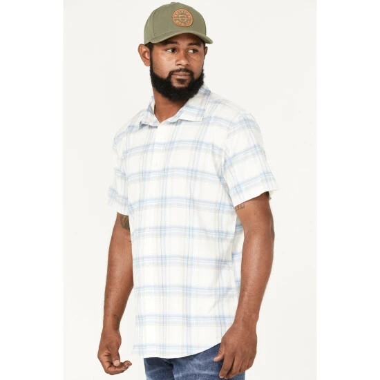 Brand new ๐ Brixton Men's Charter Plaid Short Sleeve Button-Down ๐ Shirt Blue ๐ - Image 2