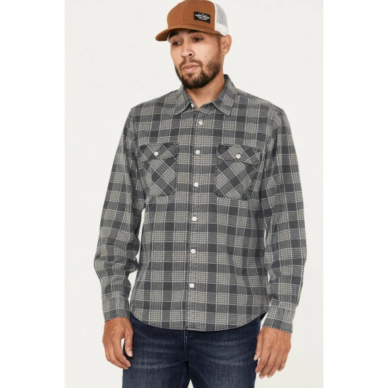 Cheap ๐งจ Brixton Men's Bowery โ๏ธ Summer Weight Long Sleeve Button-Down ๐ Shirt Black ๐ฅ