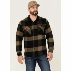 Top 10 🧨 Brixton Men's Bowery Large Plaid Button-Down Western Flannel 👚 Shirt Heather Grey ✔️