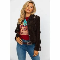 Best Sale 🛒 Scully 👩 Women's Boar Suede Beaded Fringe Jacket Brown 😉