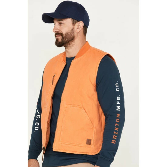 Flash Sale ๐ Brixton Men's Abraham Reversible Zip Vest Orange ๐งจ - Image 2