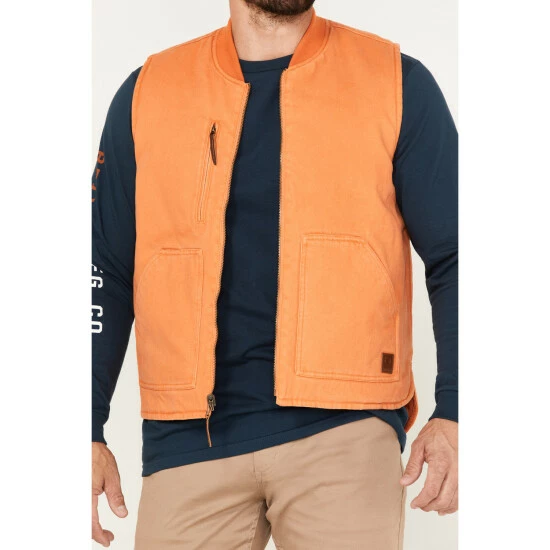 Flash Sale ๐ Brixton Men's Abraham Reversible Zip Vest Orange ๐งจ - Image 3