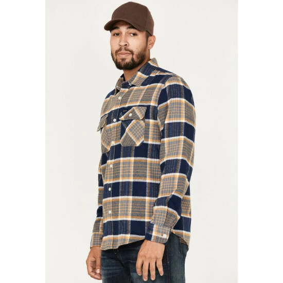 Brand new ๐งจ Brixton Men's Bowery Plaid Print Long Sleeve Button-Down Flannel ๐ Shirt Blue โ๏ธ - Image 2