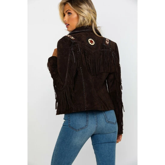 Best Sale ๐ Scully ๐ฉ Women's Boar Suede Beaded Fringe Jacket Brown ๐ - Image 2