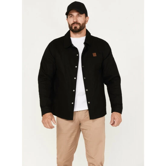 Coupon ๐ Brixton Men's Beta Coaches Solid Print Wind And Water Repellent Jacket Black ๐