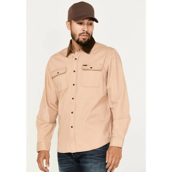 New ๐ Brixton Men's Bowery Reserve Long Sleeve Snap ๐ Shirt Beige/khaki โ - Image 2