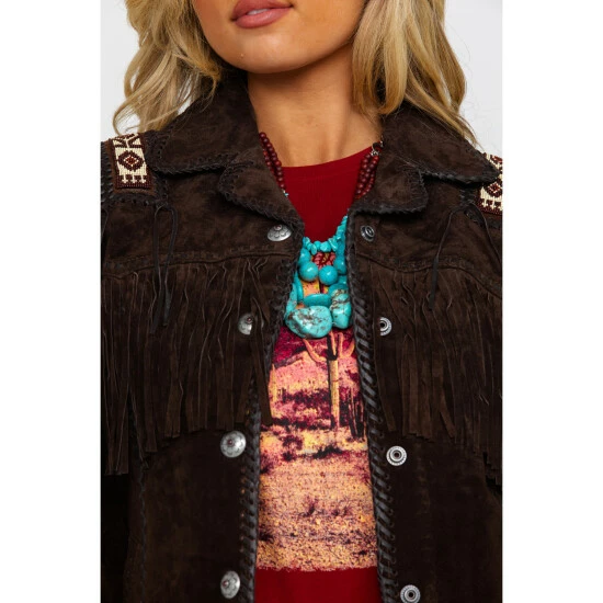 Best Sale ๐ Scully ๐ฉ Women's Boar Suede Beaded Fringe Jacket Brown ๐ - Image 4