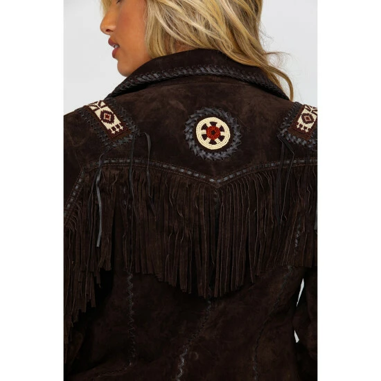 Best Sale ๐ Scully ๐ฉ Women's Boar Suede Beaded Fringe Jacket Brown ๐ - Image 5