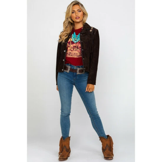 Best Sale ๐ Scully ๐ฉ Women's Boar Suede Beaded Fringe Jacket Brown ๐ - Image 6