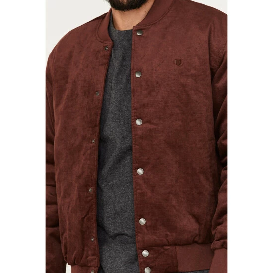 Budget ๐ฅฐ Brixton Men's Dillinger Bomber Jacket Burgundy ๐คฉ - Image 3